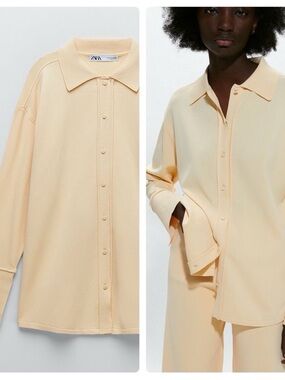 Zara knit shirt in butter yellow